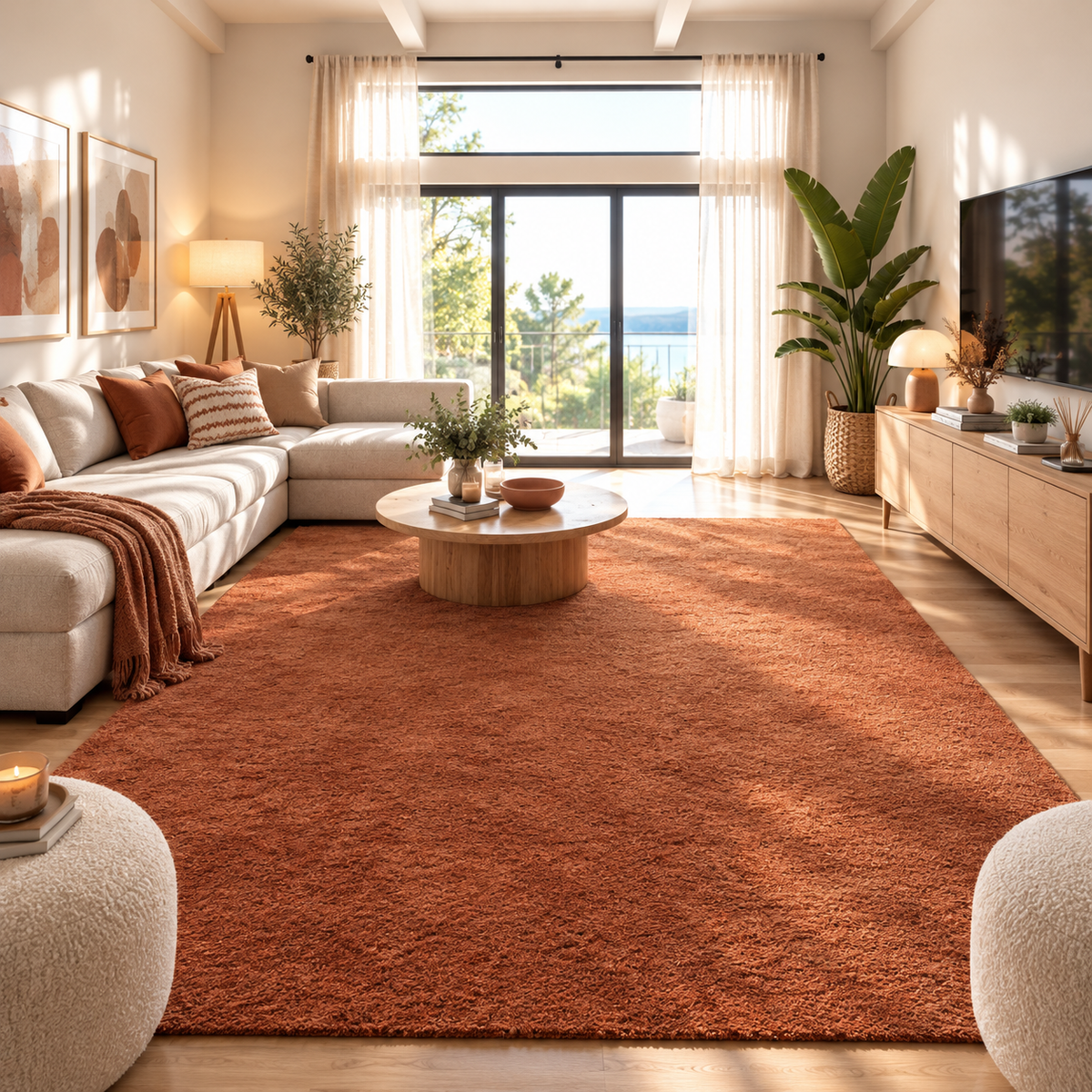 Tapis velours lavable Cuivré 240 × 340 cm au salon